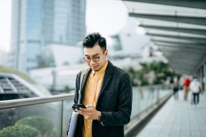 man texting