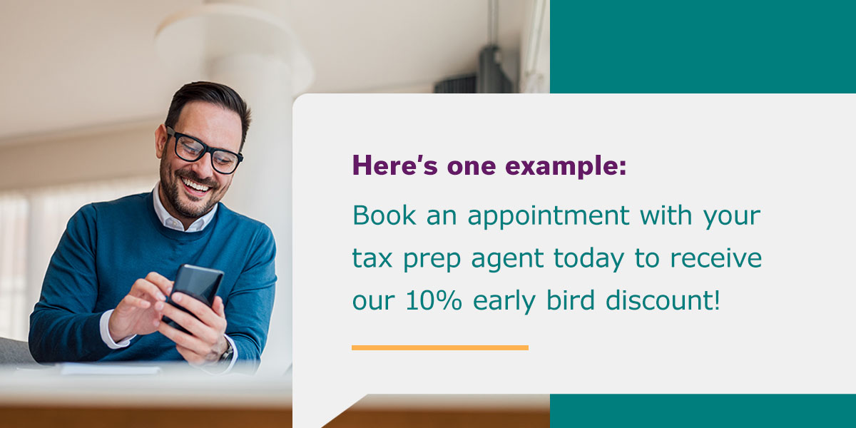sms template example for tax prep