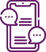 Icon depicting a phone with text messages on it