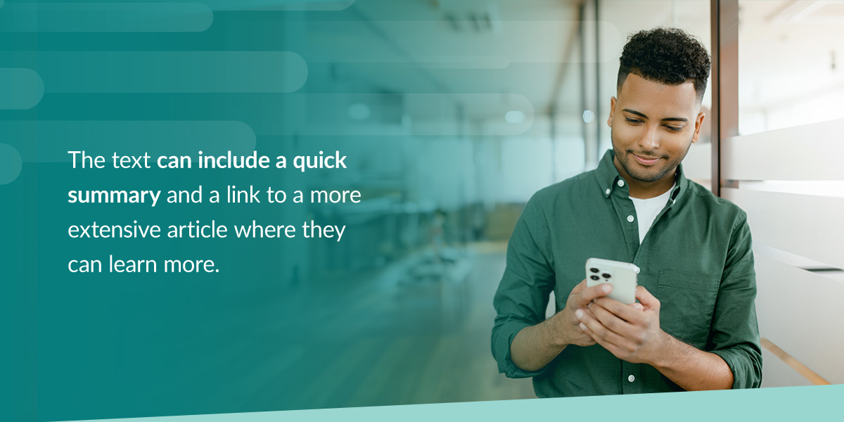 The text might include a quick summary and a link to a more extensive article where they can learn more.
